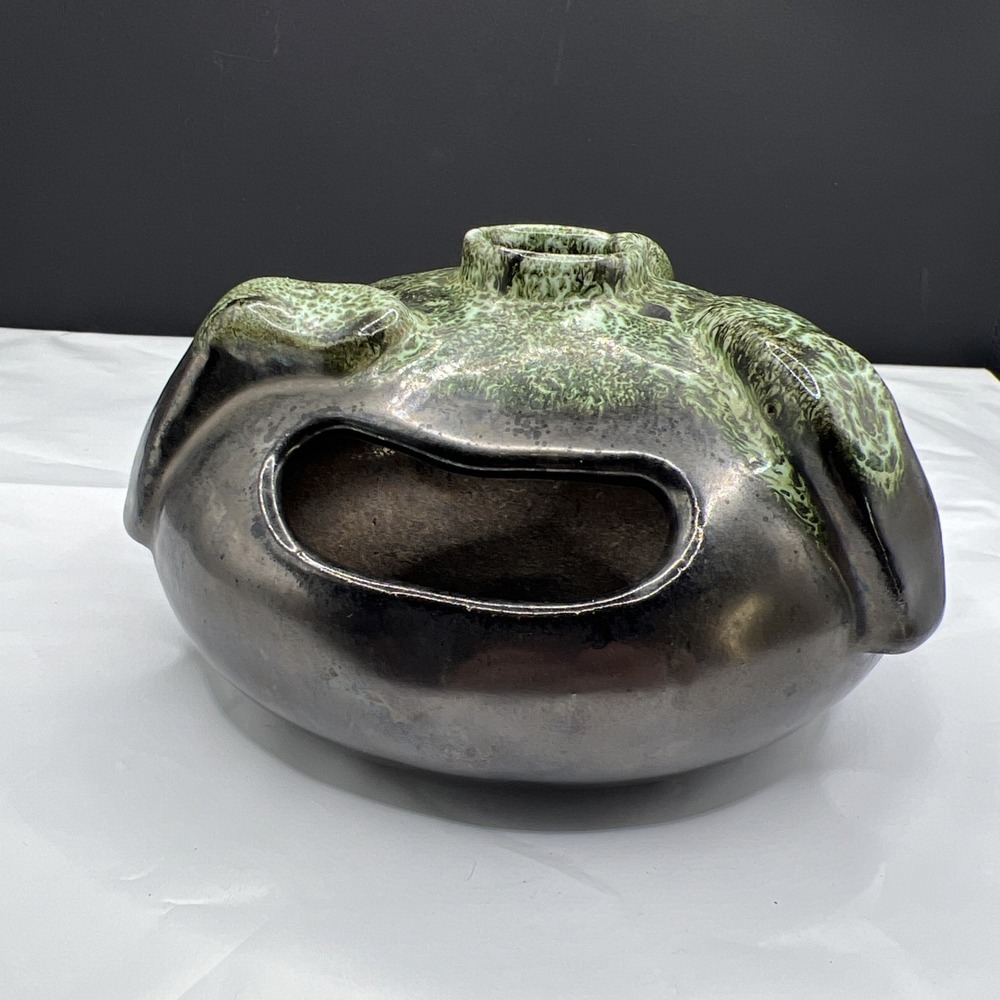 Vtg Canuck Pottery Beachcomber Ware Ikebana Flower Vase Frog #318 St John Canada